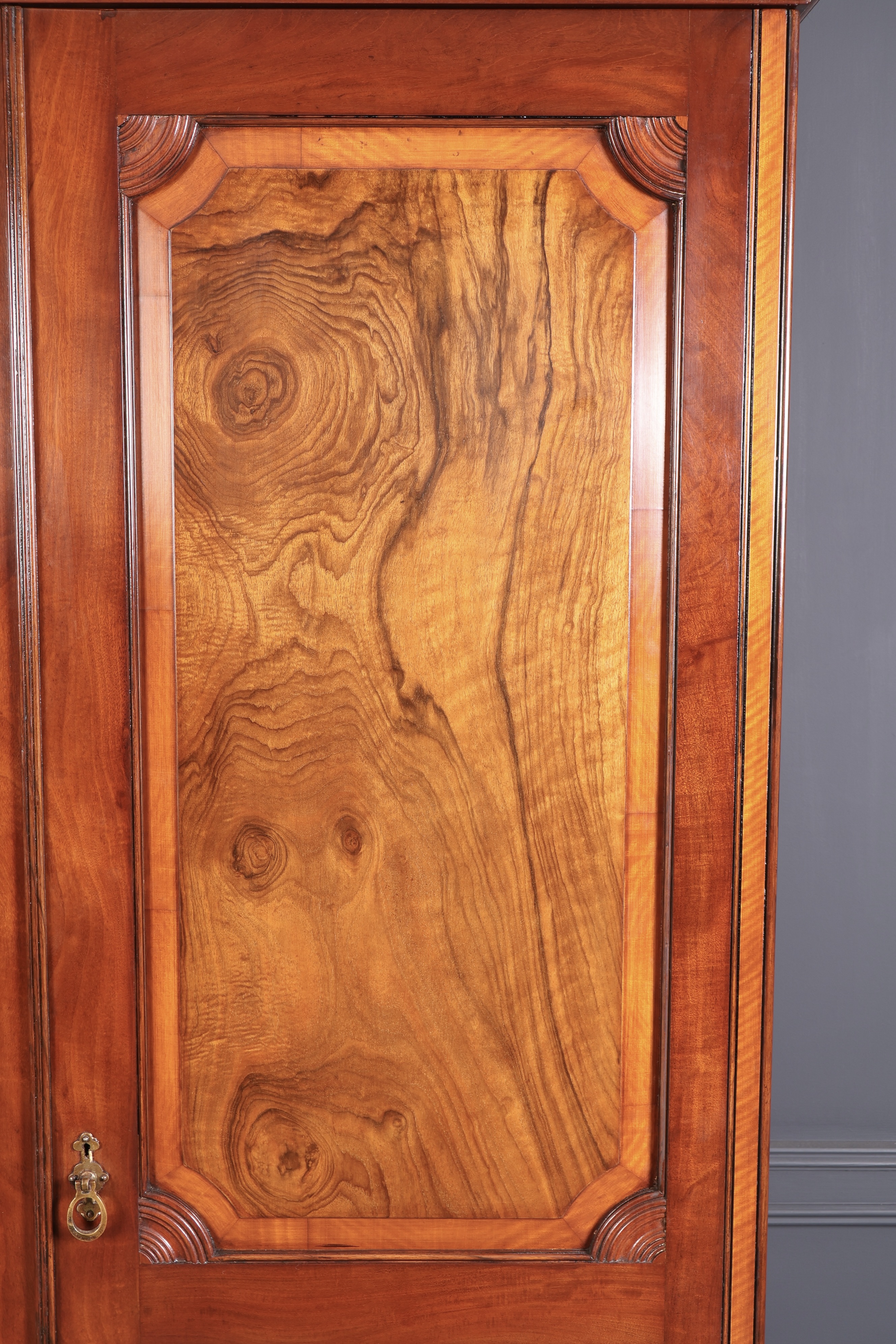 Victorian Mahogany & Walnut Wardrobe - Image 9